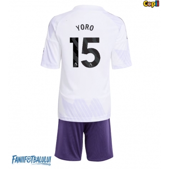 Manchester United Leny Yoro #15 Echipament de Fotbal Replică 2025-26 Copii Deplasare (+ Șorturi)